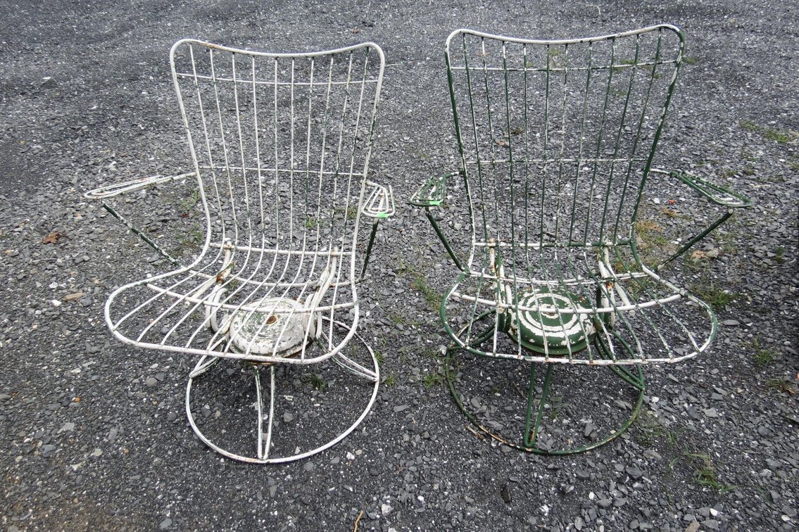 Wrought Iron Coil Spring Swivel Chairs
