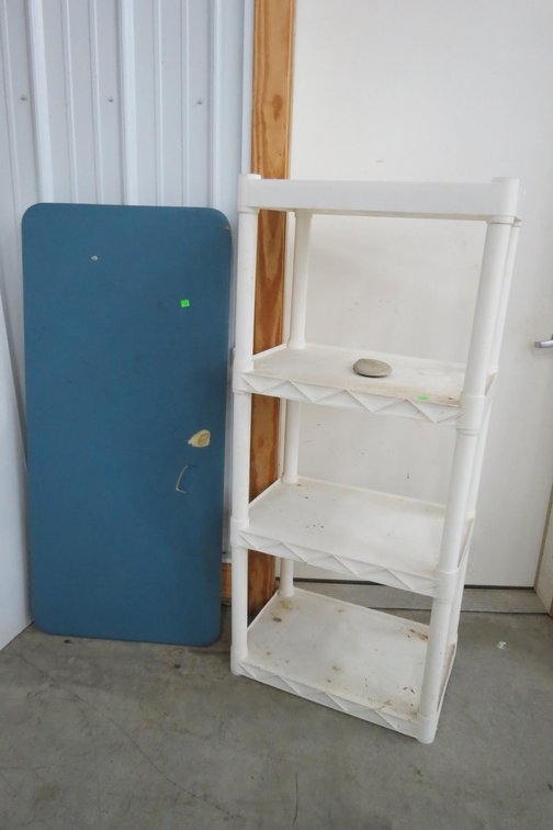 Small Folding Table and A Plastic Shelf