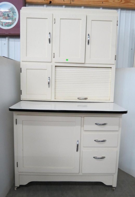 Vintage Kitchen Cabinet with Flower Bin