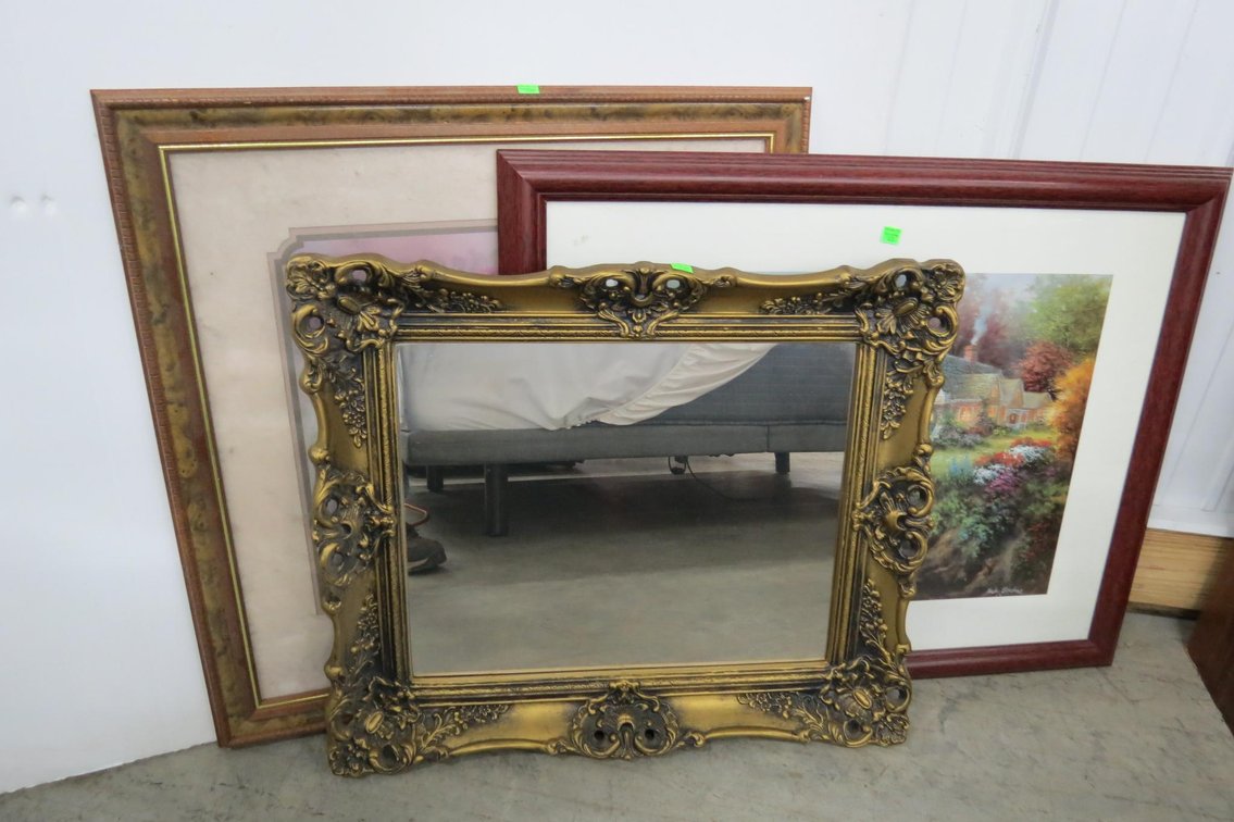 Pictures and Framed Mirror