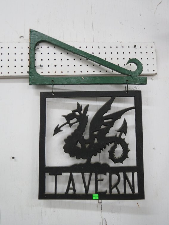 Cast Iron Tavern Sign With Wooden Arm