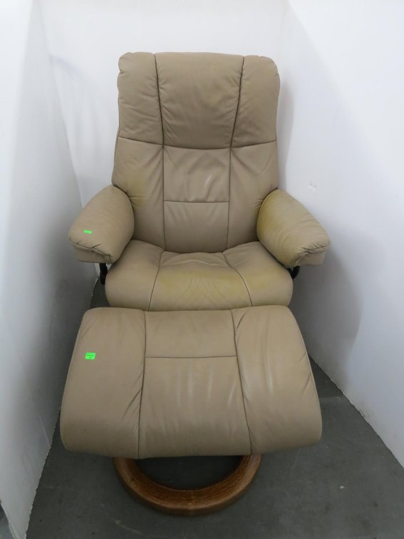 Leather Swivel Recliner With Ottoman