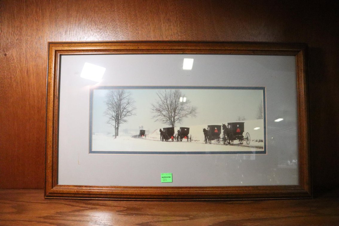 Framed Horse and Buggy Photo