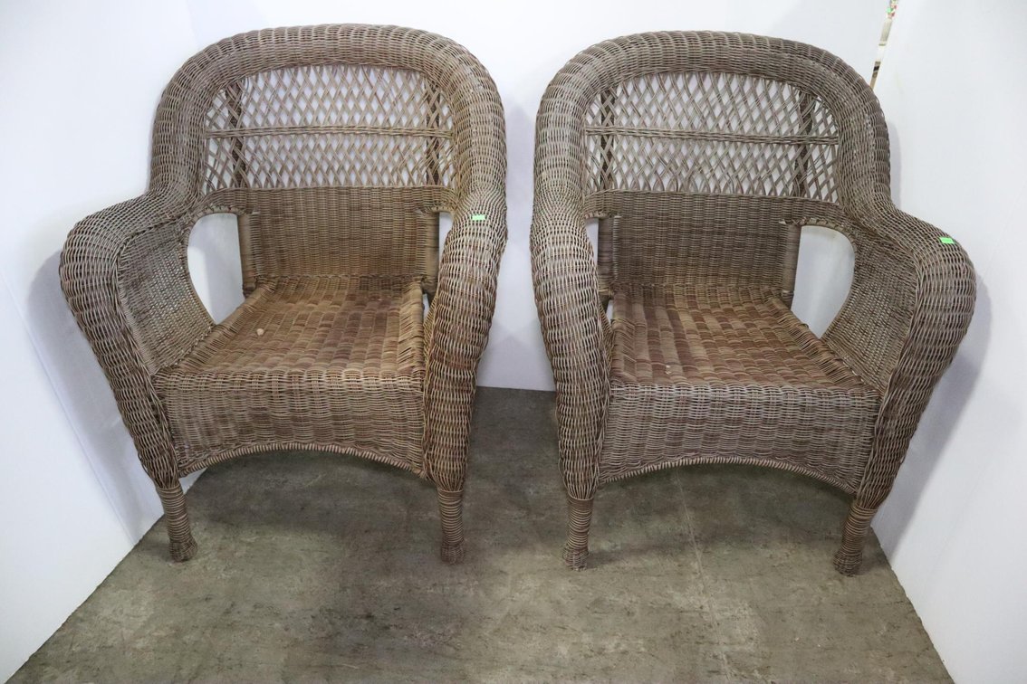 Two Plastic Wicker Chairs