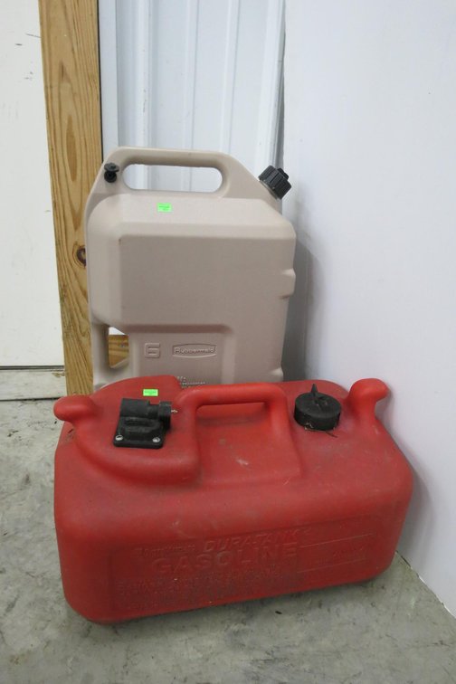 Marina Plastic Gas Tank and A Rubbermaid 6 Gallon Jug