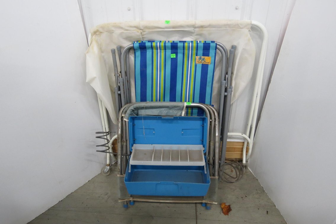 Folding Chairs and Hamper