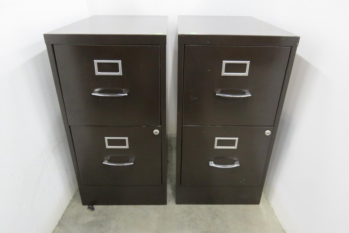 Pair of Metal 2 Drawer File Cabinets