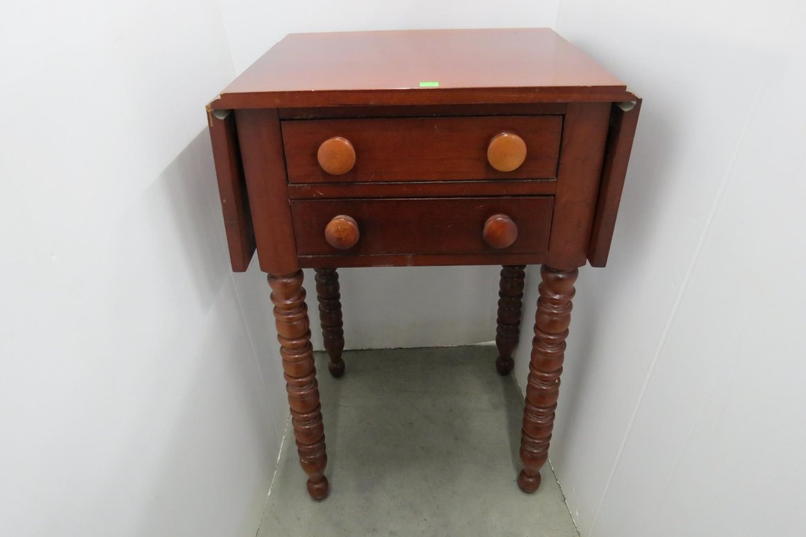 Davis Cabinet Company Drop Leaf Side Table With Drawers