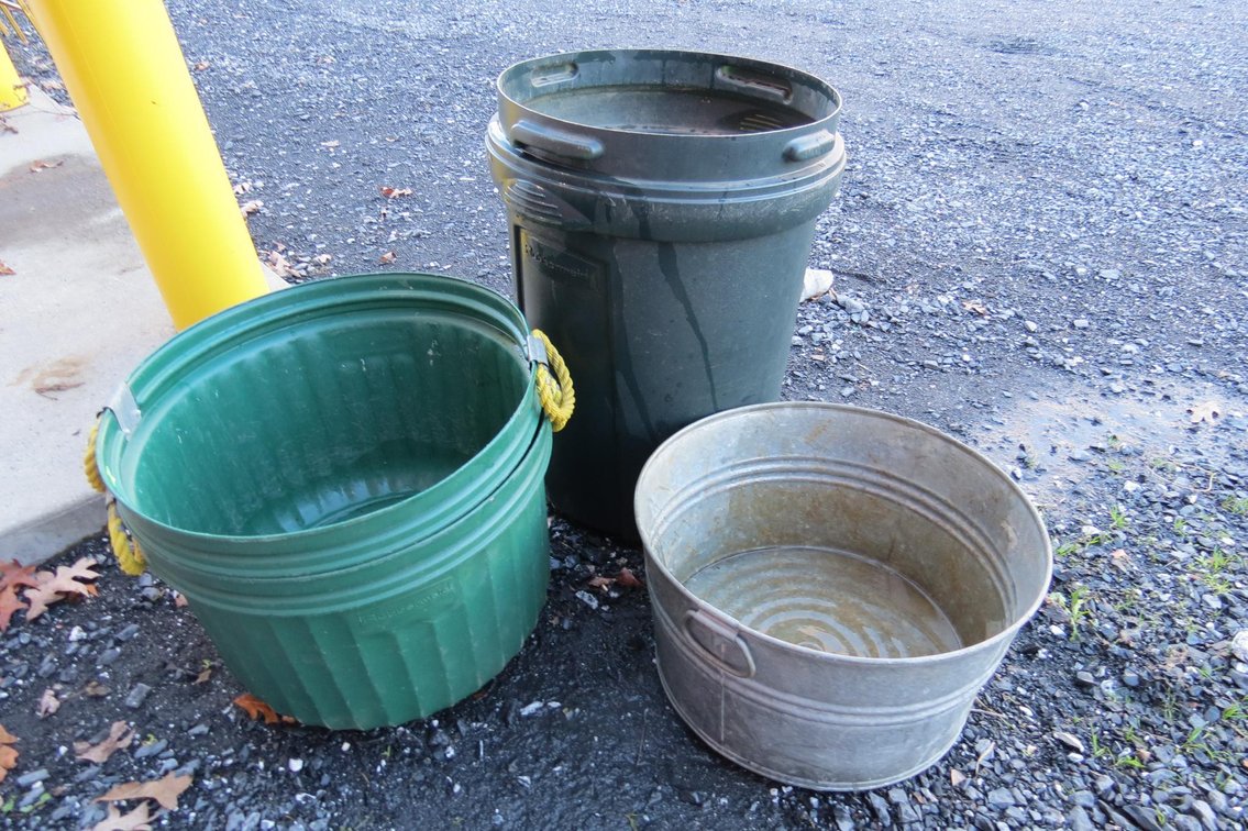 Plastic Tubs, Metal Tub and Trash Can