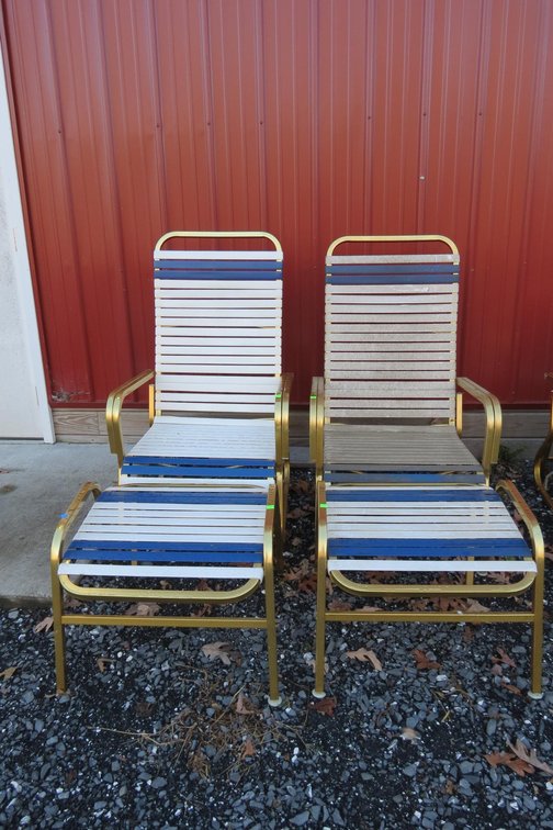 Pair of Pool Glider Chairs With Ottomans