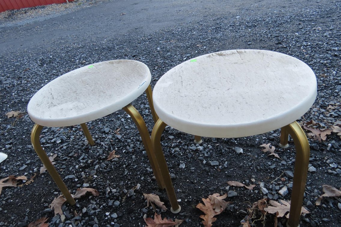 Pair of Fiberglass Top Round Side Tables
