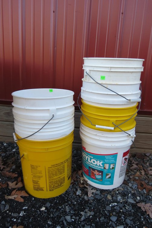 Seven 5 Gallon Buckets