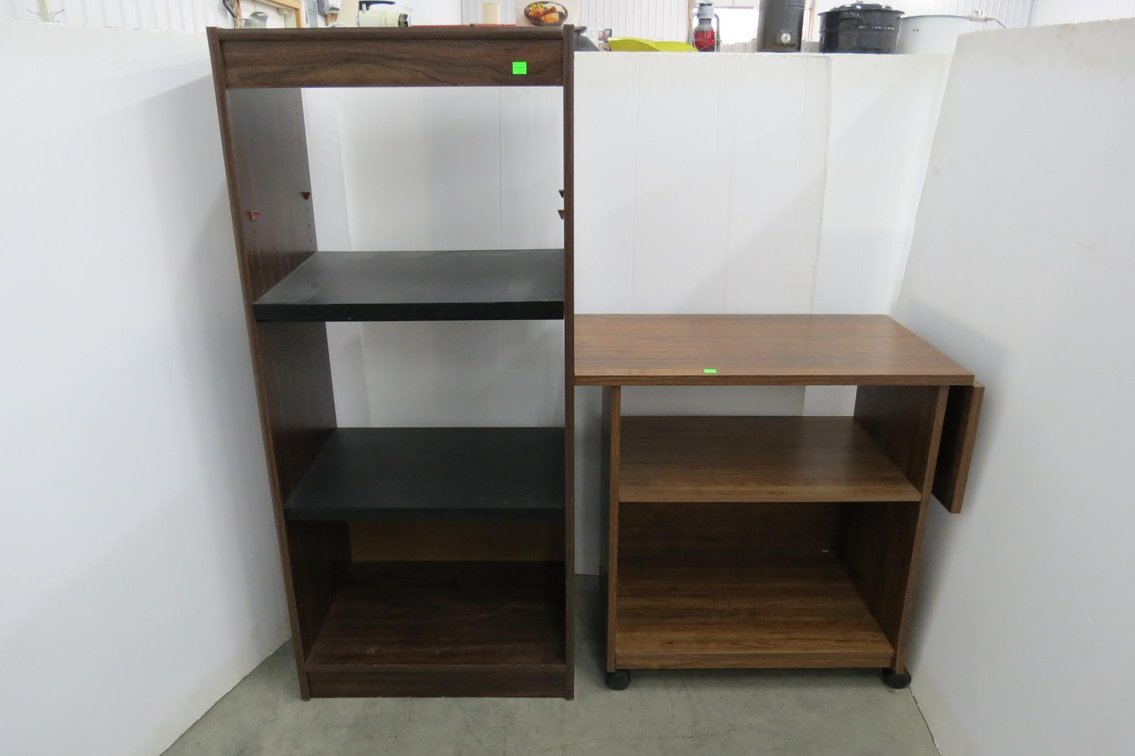 Pressboard Shelf and Rolling Cart