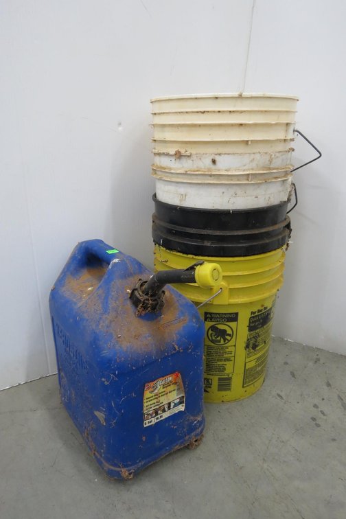 5 Gallon Gas Jug and Buckets