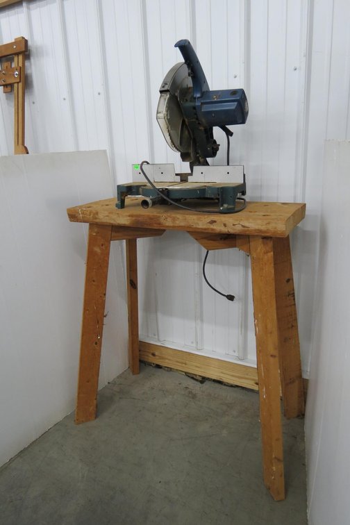 Ryobi 10-In Miter Saw On Wooden Stand