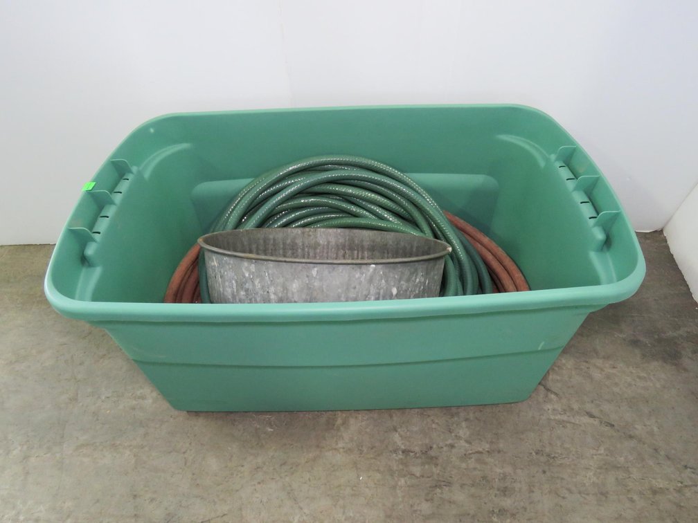 Garden Hose, Plastic Storage Container, No Lid