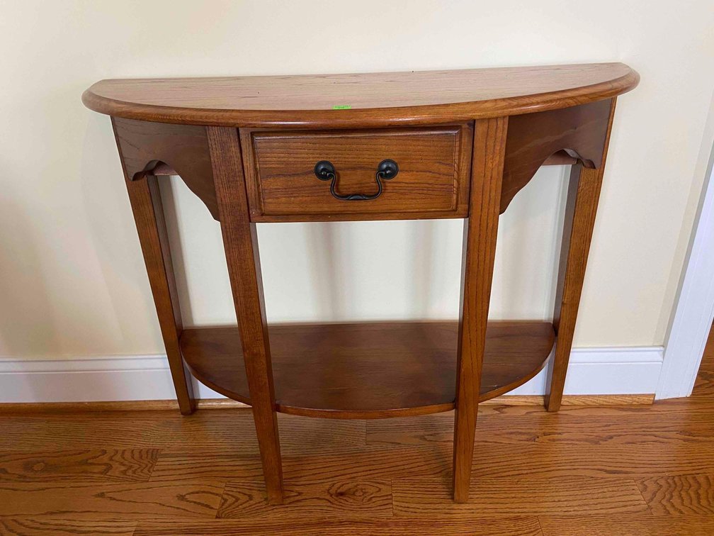 Half Round Table With Drawer, 35"