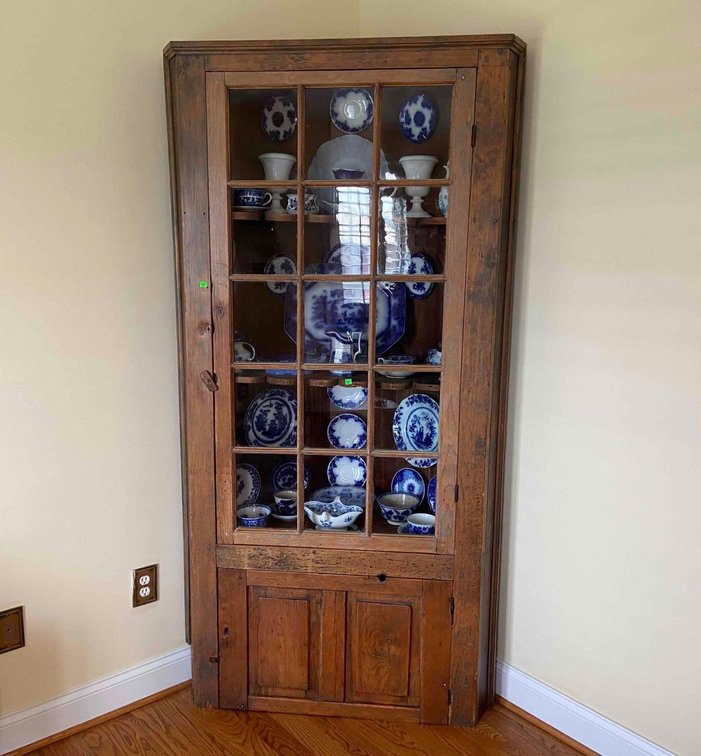 Antique Corner Cabinet, 80" x 41" x 21"