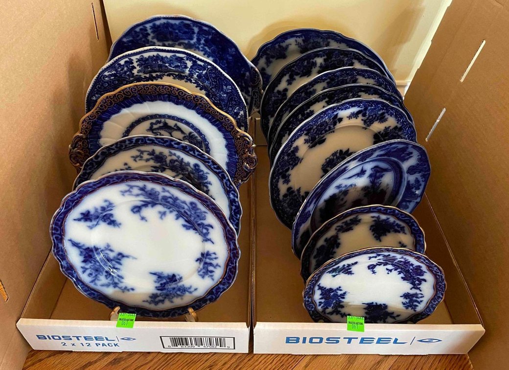 Antique Flow Blue Plates