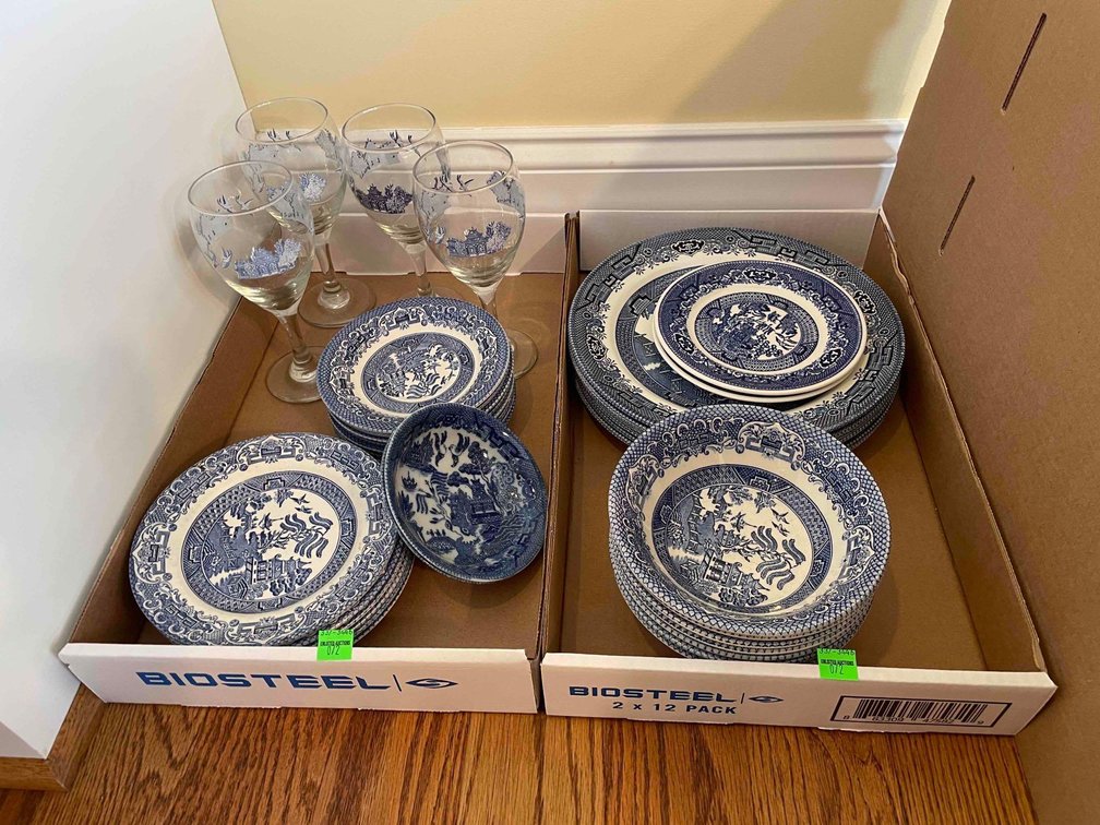 Flow Blue Dishes and Goblets