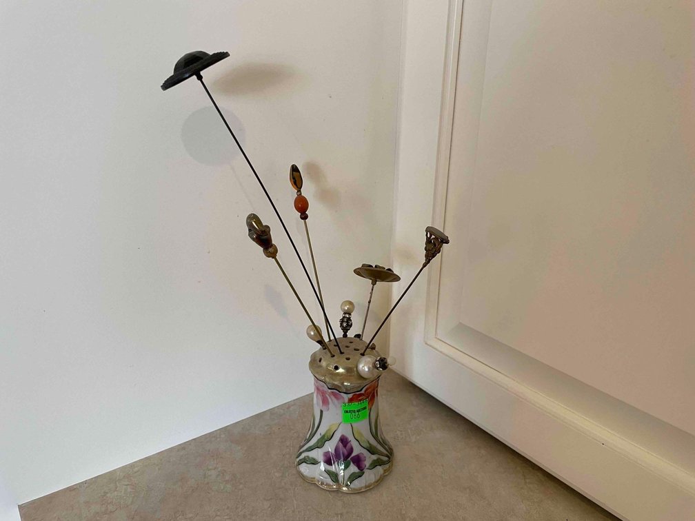 Hand-Painted Hat Pin Holder and Pins