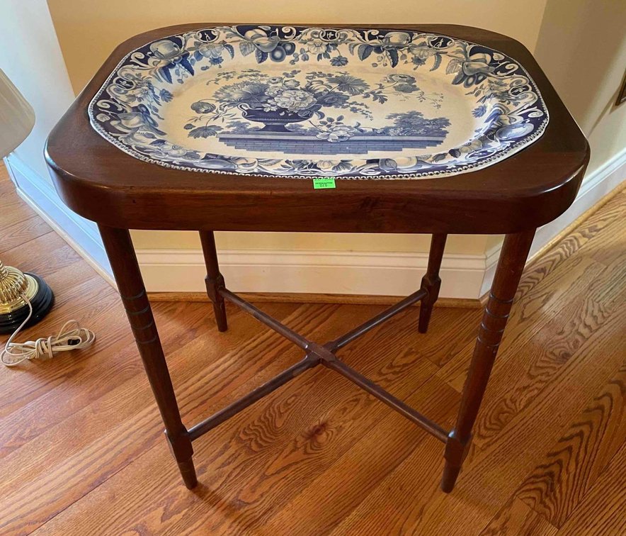 Side Table With Stoneware Platter Top