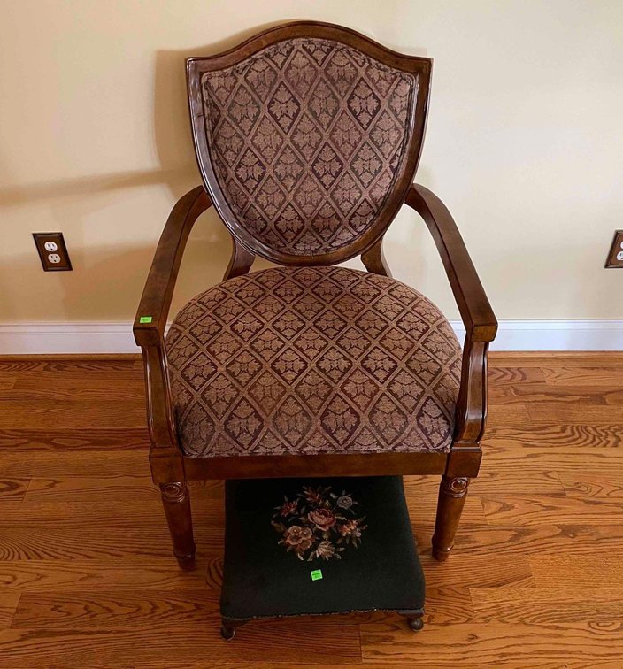 Armchair With Antique Foot Stool