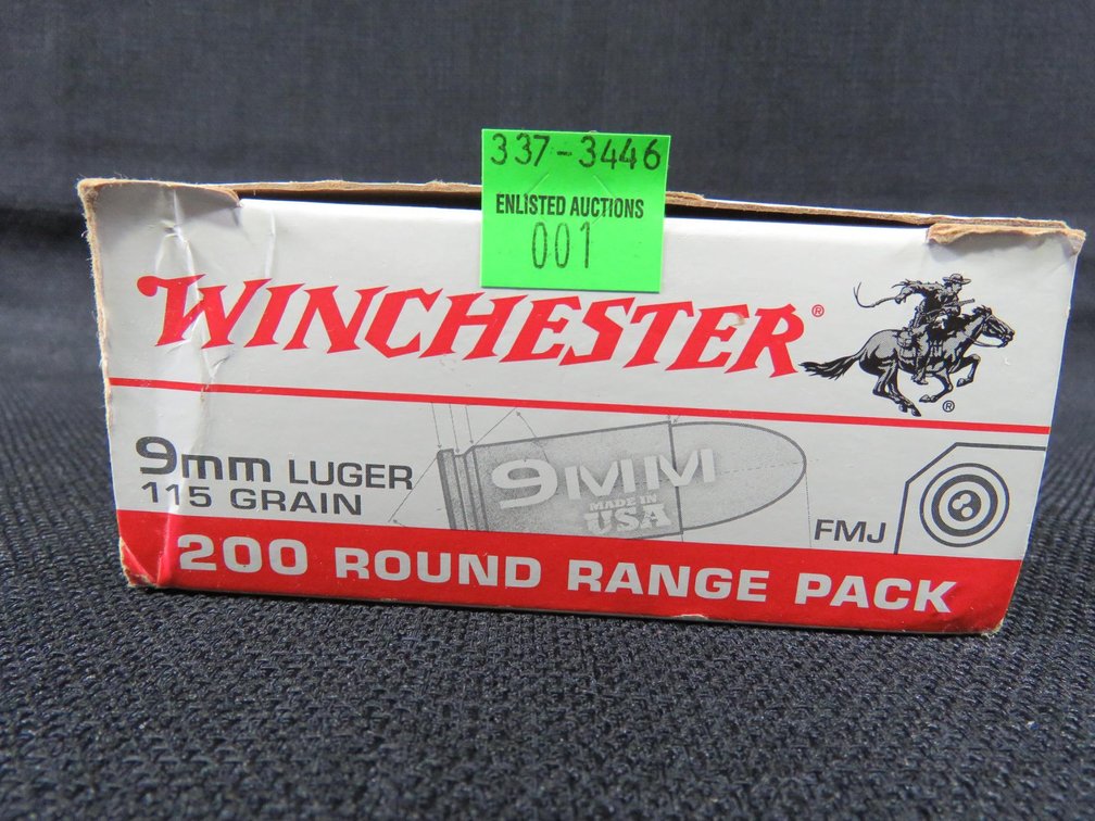 9mm Luger, 200 Rounds, 115 Grain FMJ, Winchester