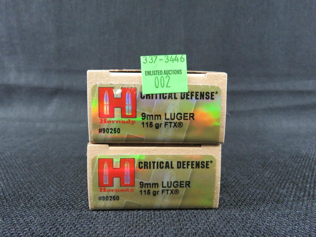 9mm Luger, 50 Rounds, Hornady Critical Defense, 115 Grain Ftx, Hornady