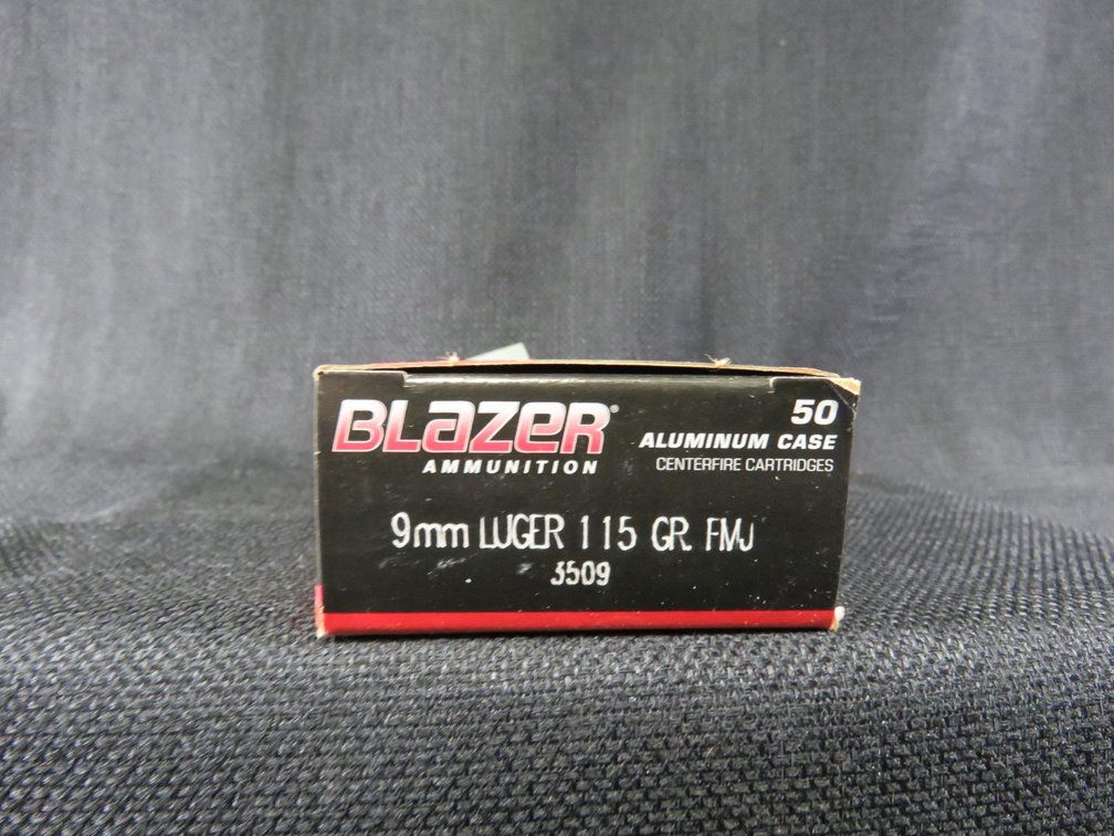 9mm Luger, 50 Rounds, 115 Grain FMJ, Blazer