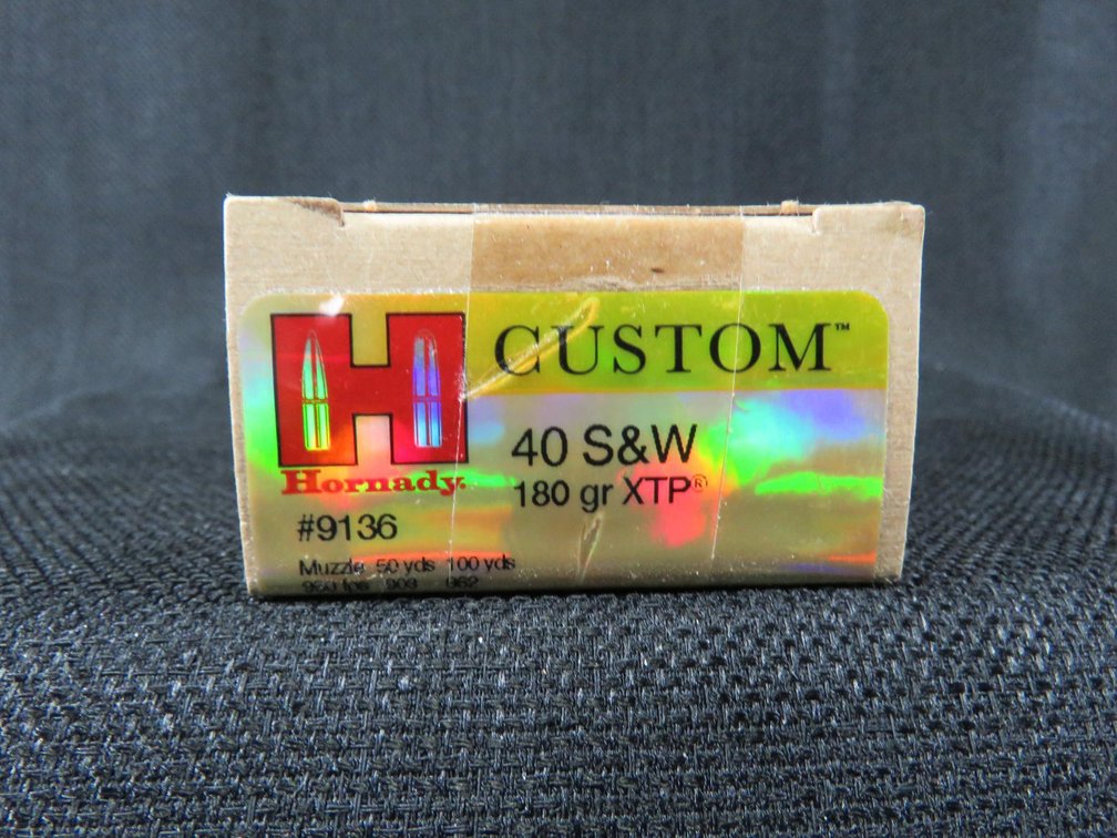40 S&W, 20 Rounds, Hornady Custom, 180 Grain XTP