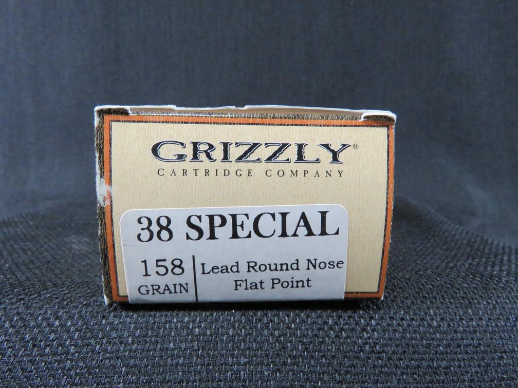 38 Special, 50 Rounds, 158 Grain Lead Round Nose Flat Point, Grizzly