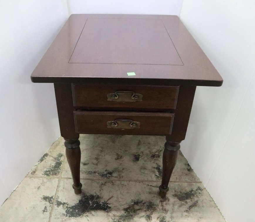 Cherry Side Table With Two Drawers, Solid, Cherry By Harden