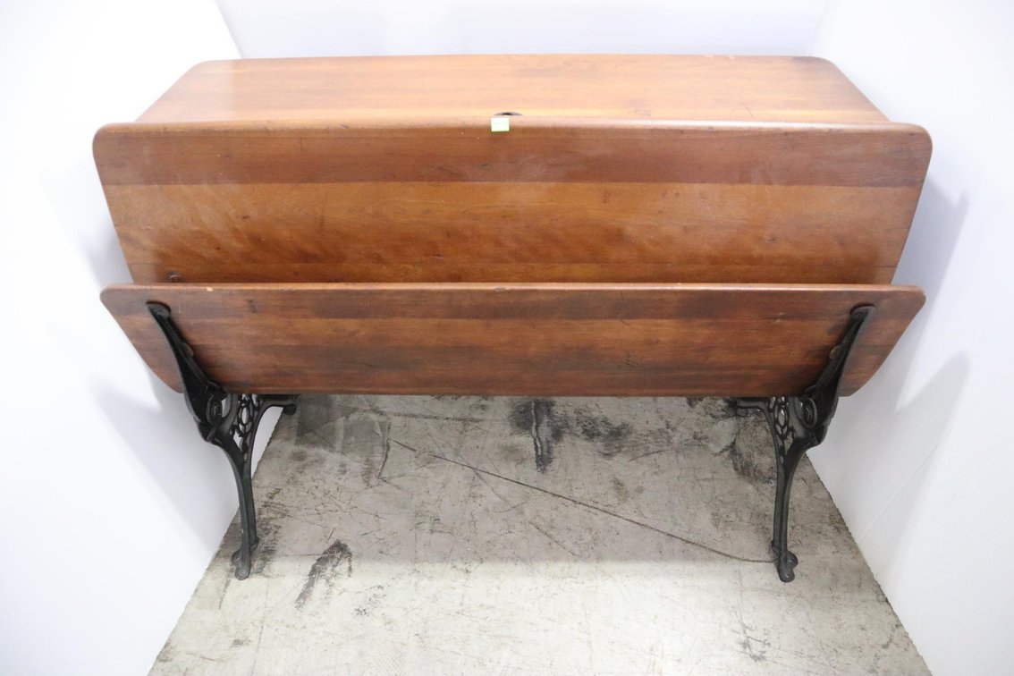 Antique Double School Desk With Inkwell