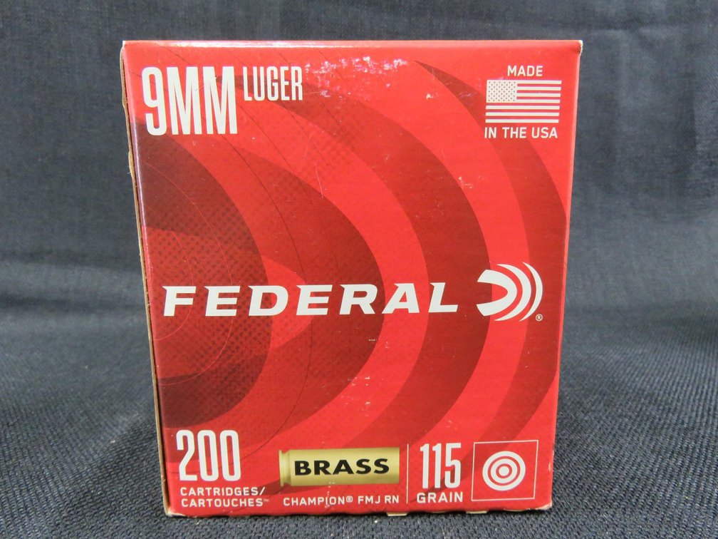 9mm Luger, 200 Rounds, 115 Grain Federal