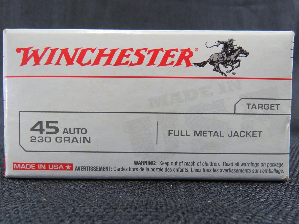 45. Auto, 100 Rounds, 230 Grain, Winchester.