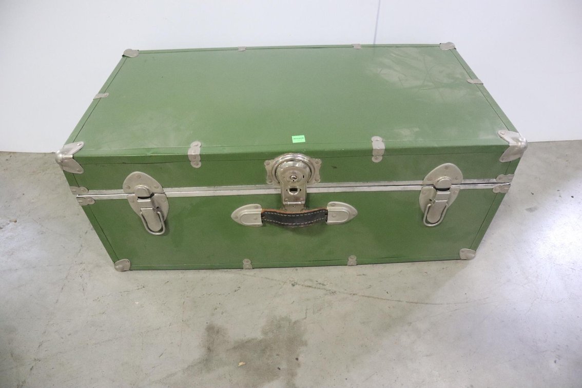 Flat Top Trunk With Vintage Toddler Clothes