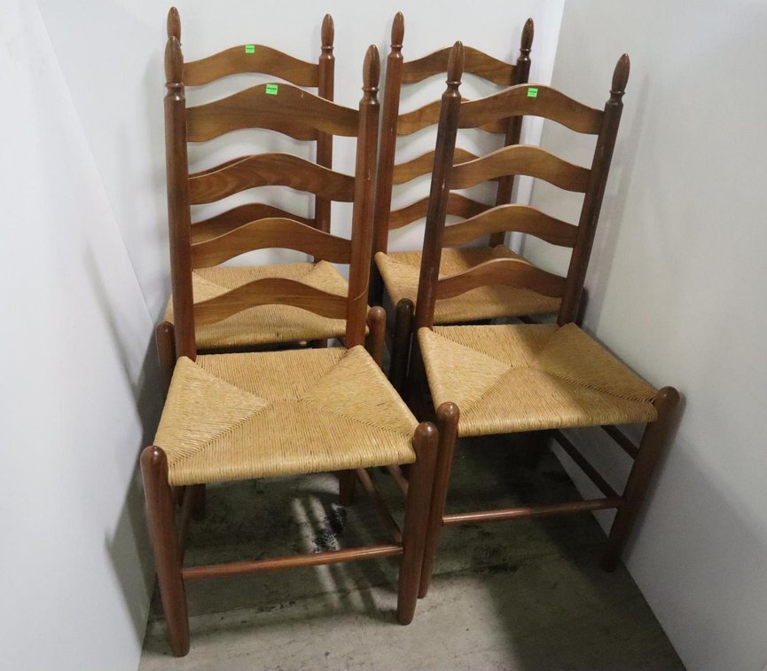 Four Woven Seat Ladderback Chairs, Clore?