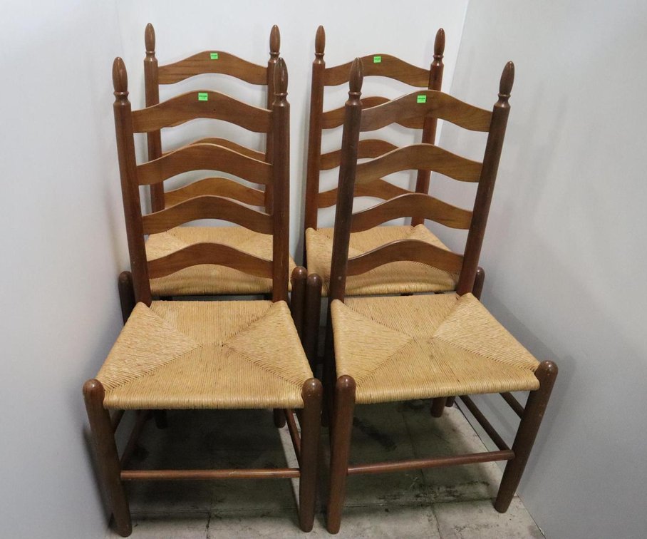 Four Woven Seat Ladderback Chairs, Clore?