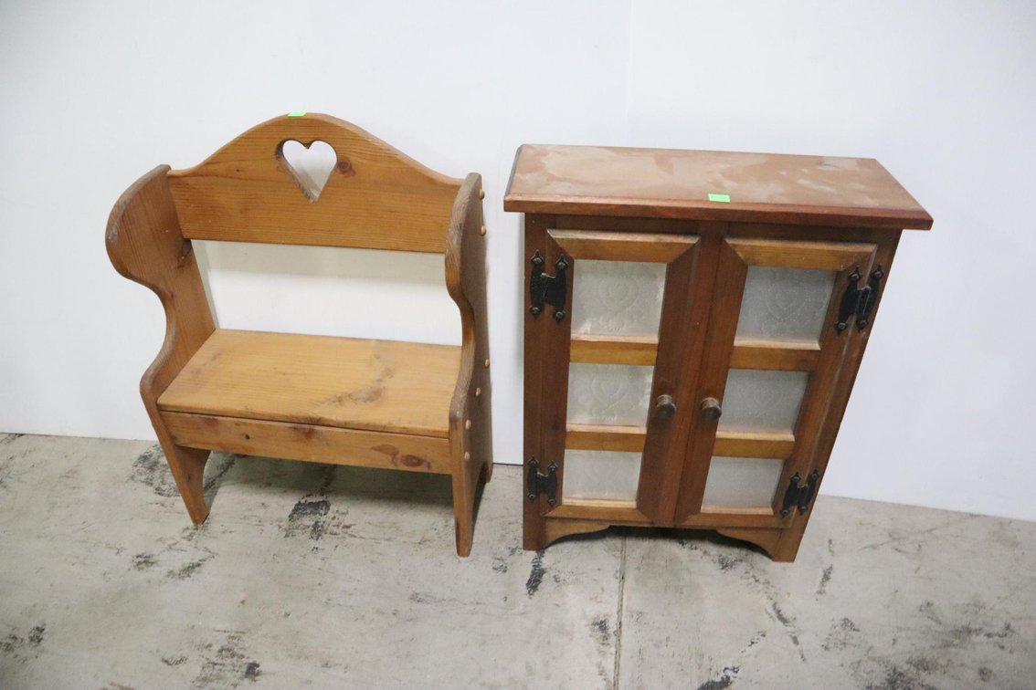 Miniature Pie Safe and Doll Bench