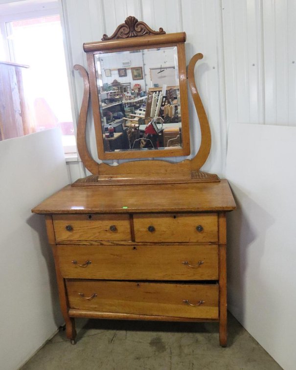 Antique Dresser With Cheval Mirror