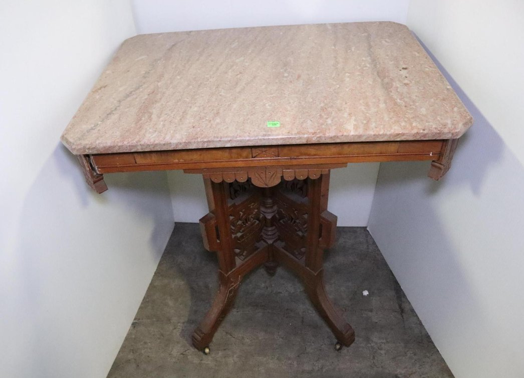 Antique Marble Top Side Table