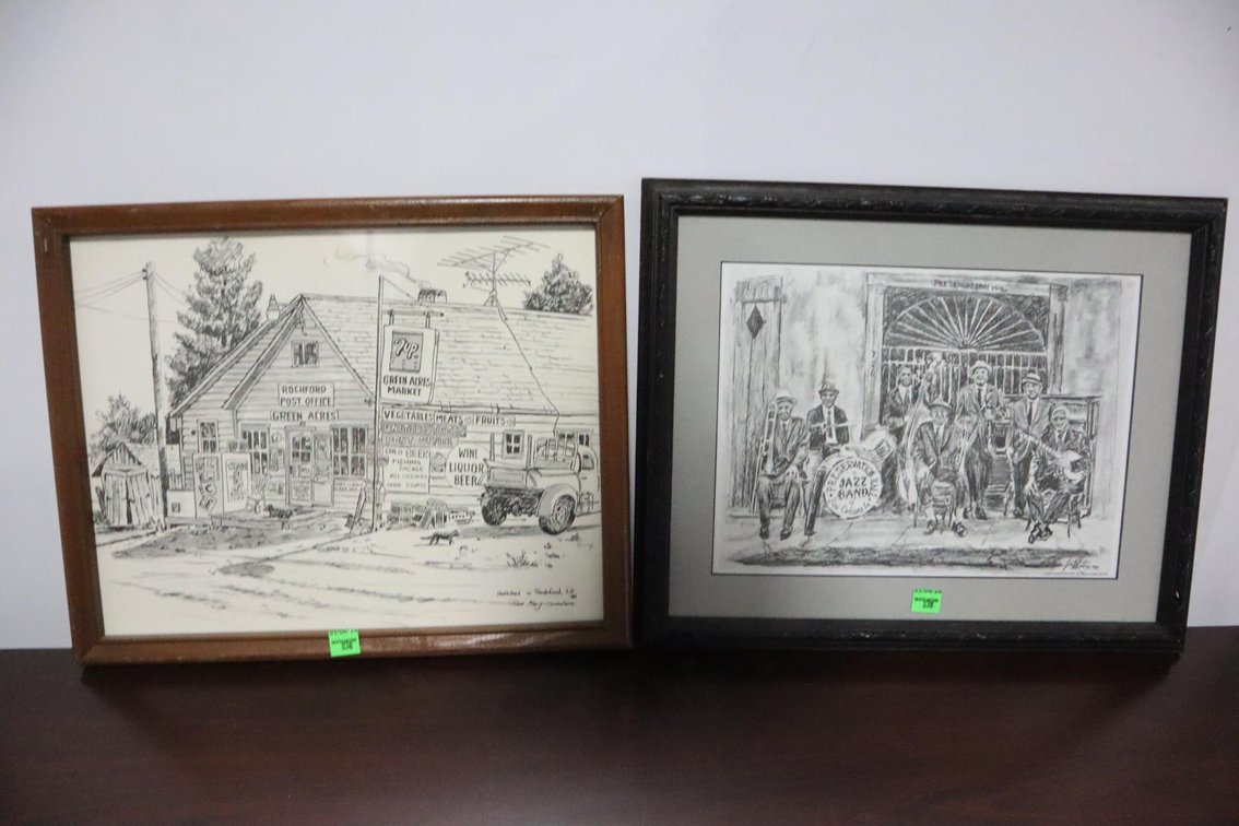 Two Framed Sketches, Rosemary Goodson and Brent McCarthy