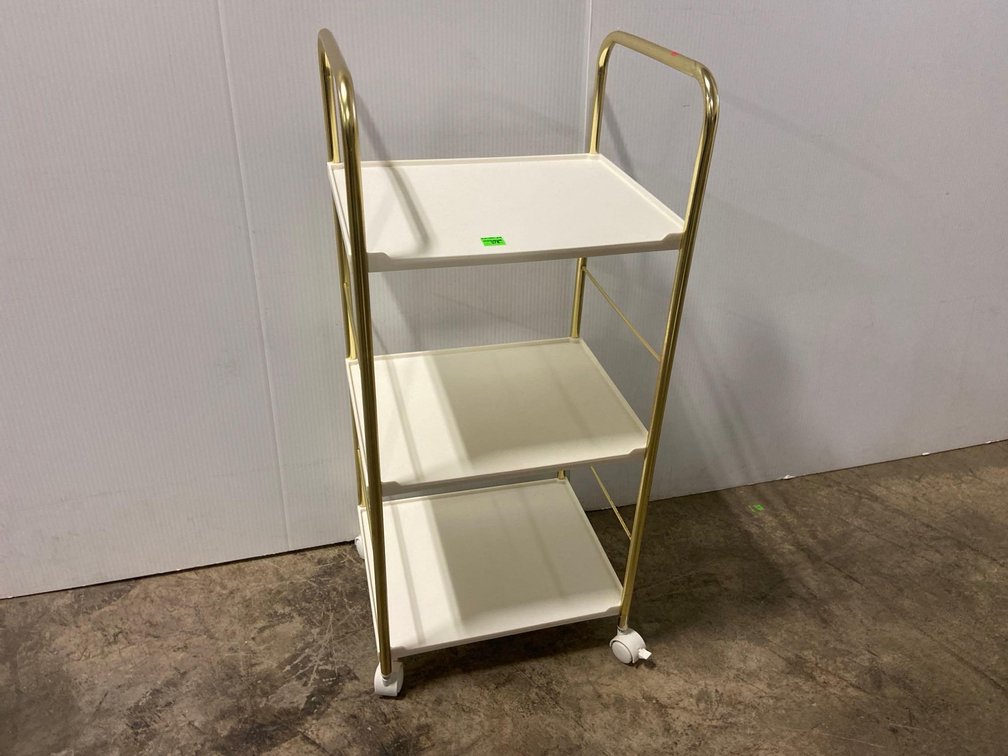 Small Storage Cart, Metal Frame Plastic Shelving