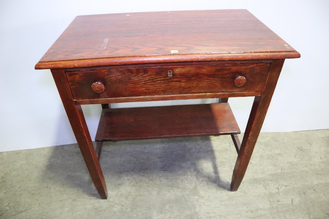 Antique Side Table With Drawer, Dovetail Corners On Drawer