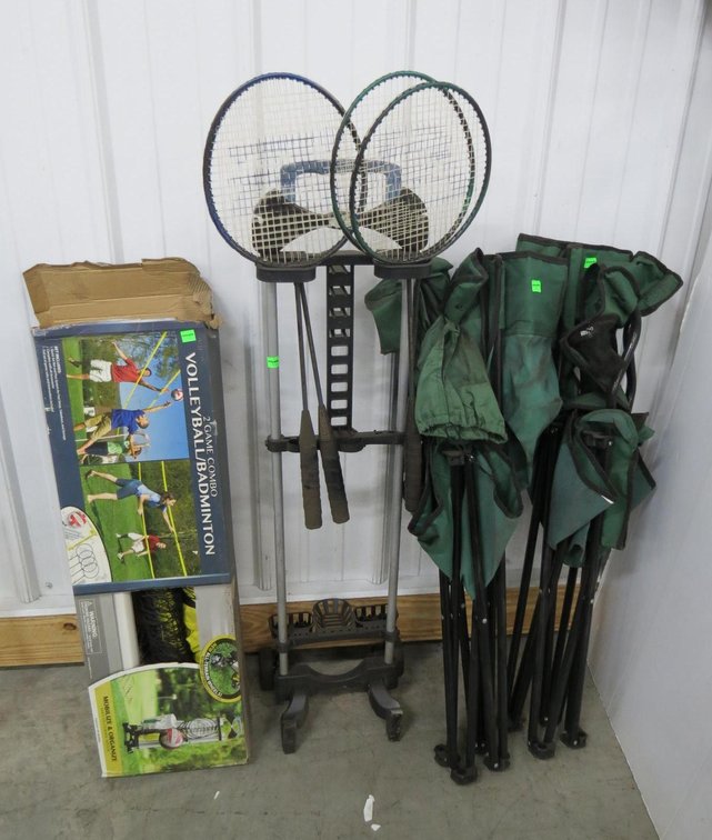 Badminton Game, Pair of Folding Camp Chairs