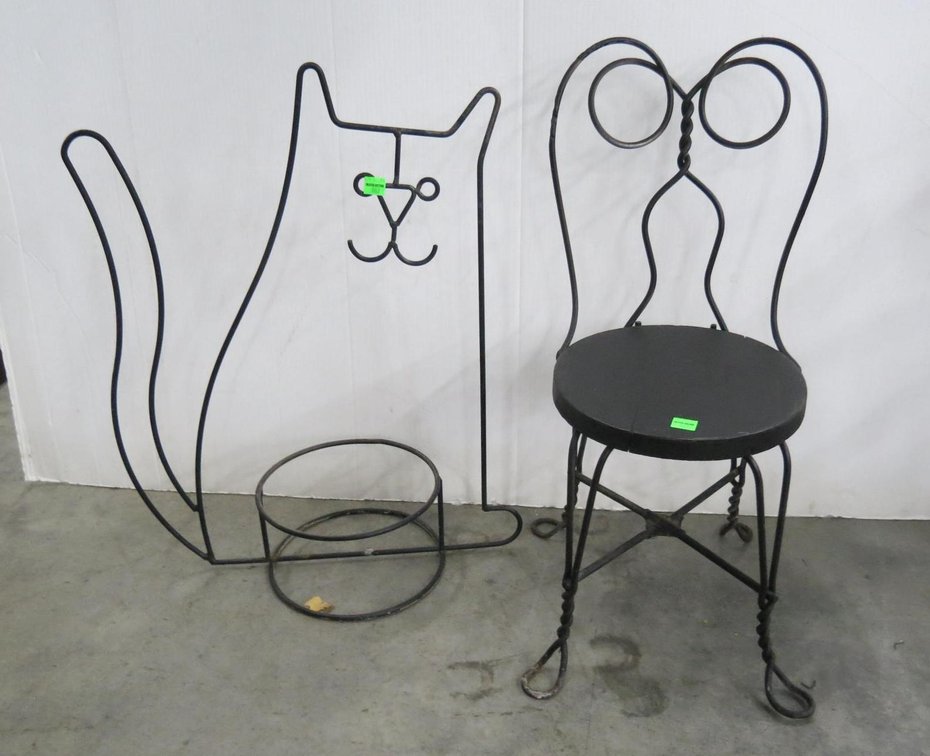 Decorative Chair and Cat Plant Holder