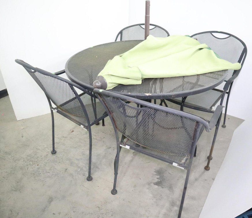 Metal Patio Table and 4 Chairs With Umbrella