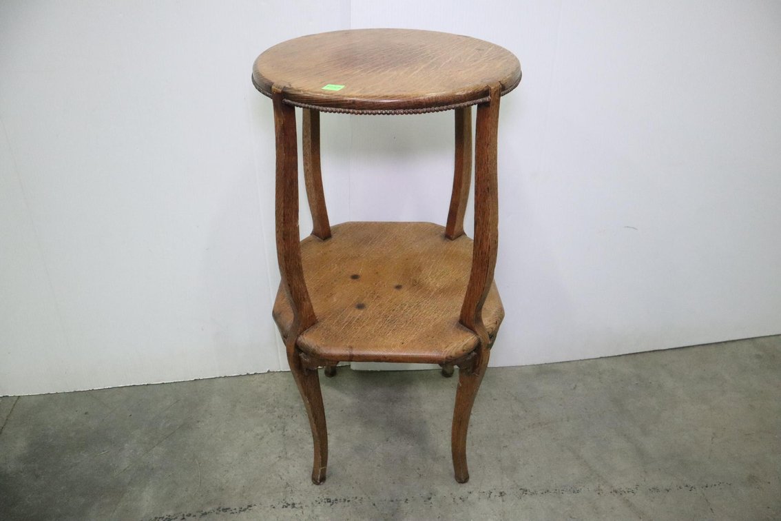 Antique Oak Round Stand