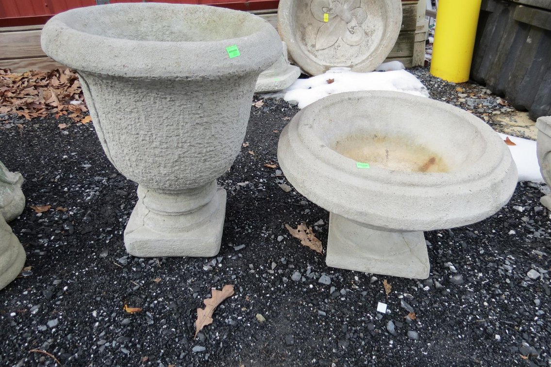 Pair of Round Cement Planters